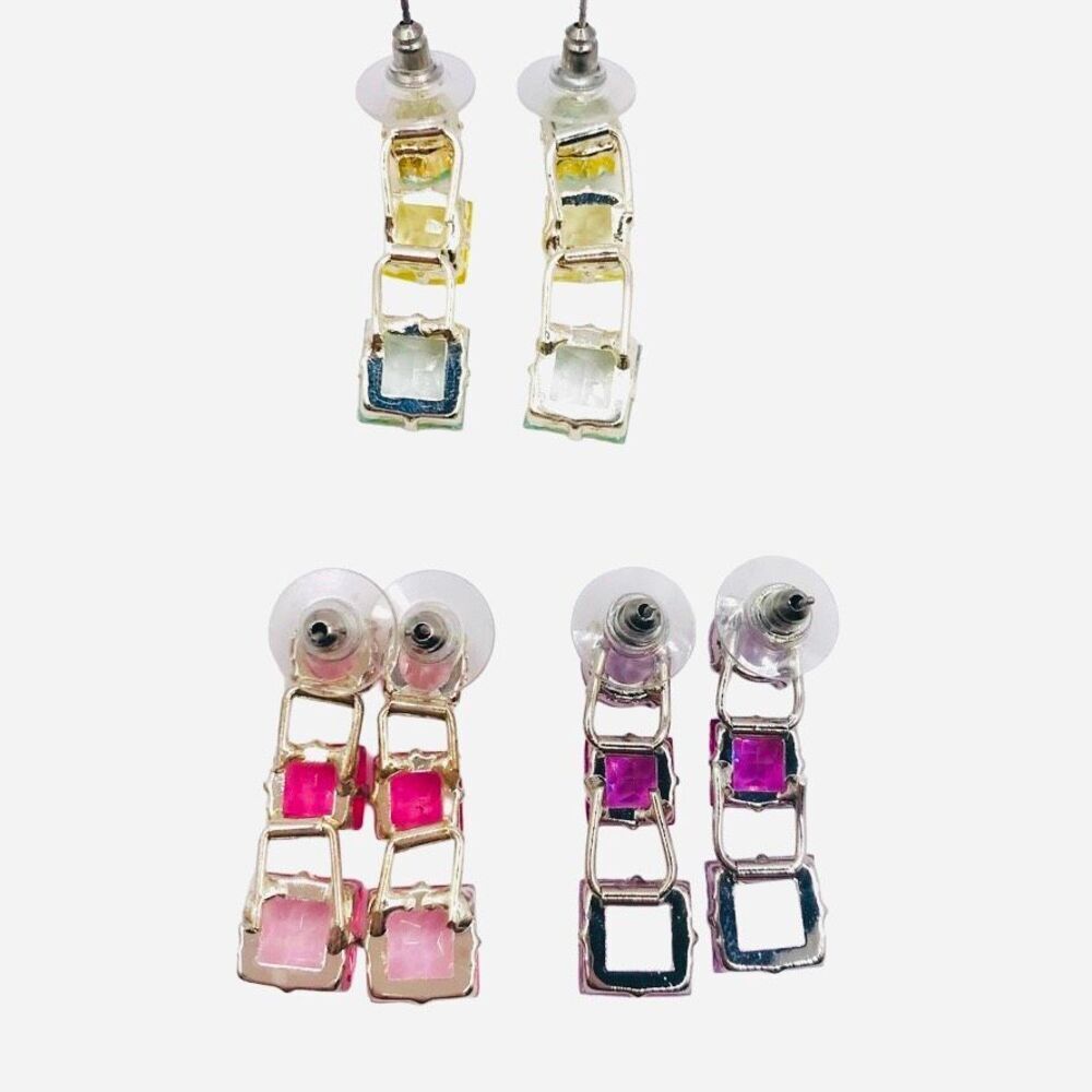 Colorful 60's Style Dangle Post Earring Bundle Set - Picture 6 of 7